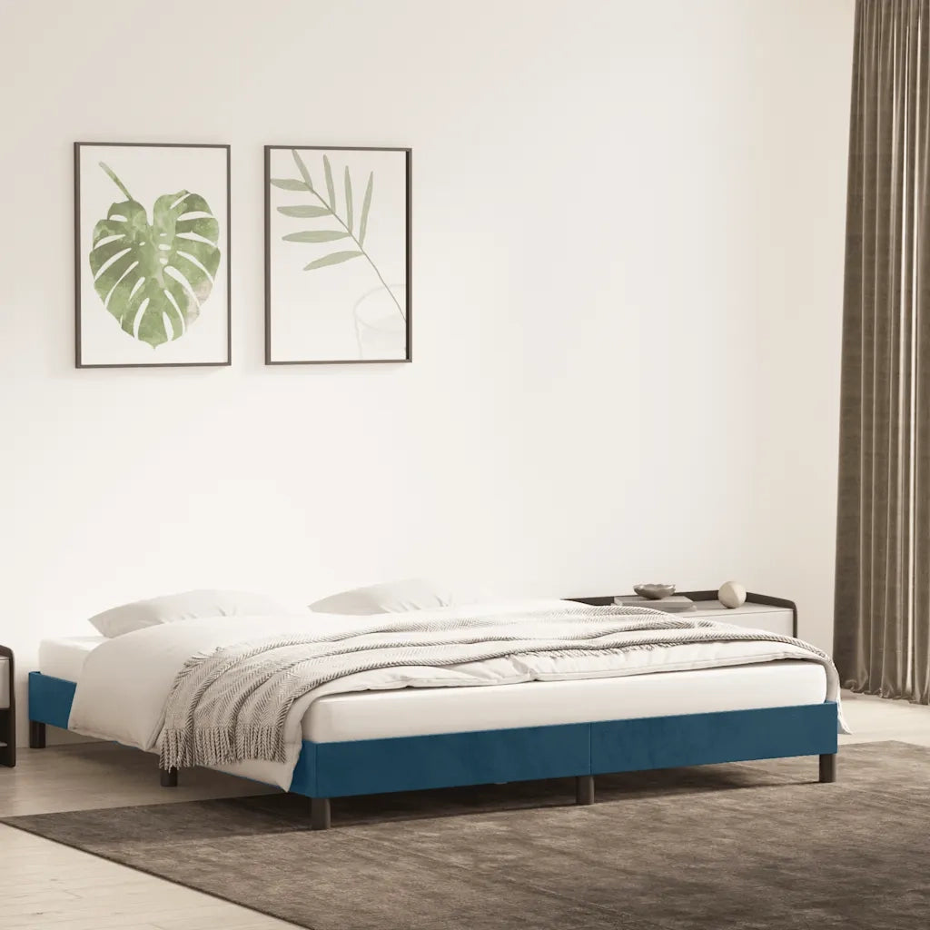Letto matrimoniale | Letto per adulti | Giroletto senza Materasso Blu Scuro 200x210 cm in Velluto
