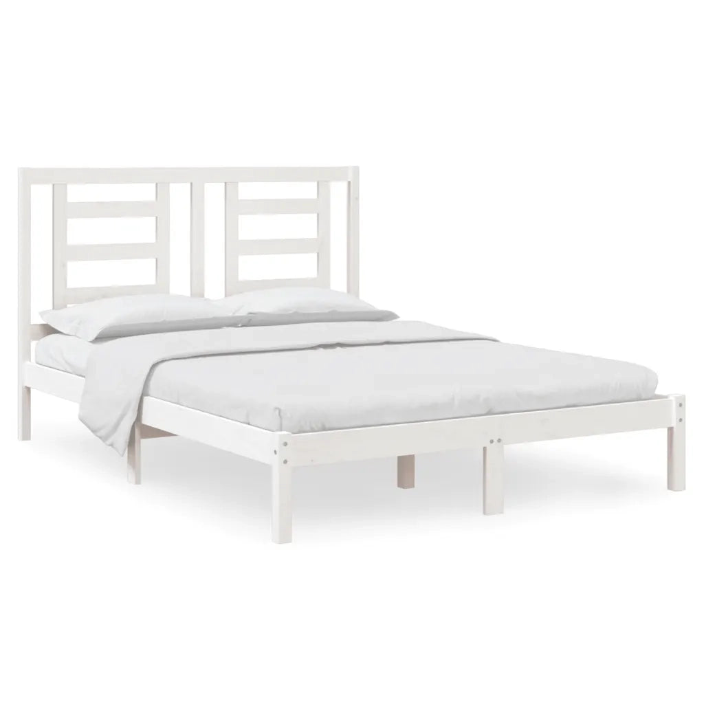 Letto matrimoniale | Letto per adulti | Giroletto senza Materasso Bianco 140x200 cm Legno Massello Pino