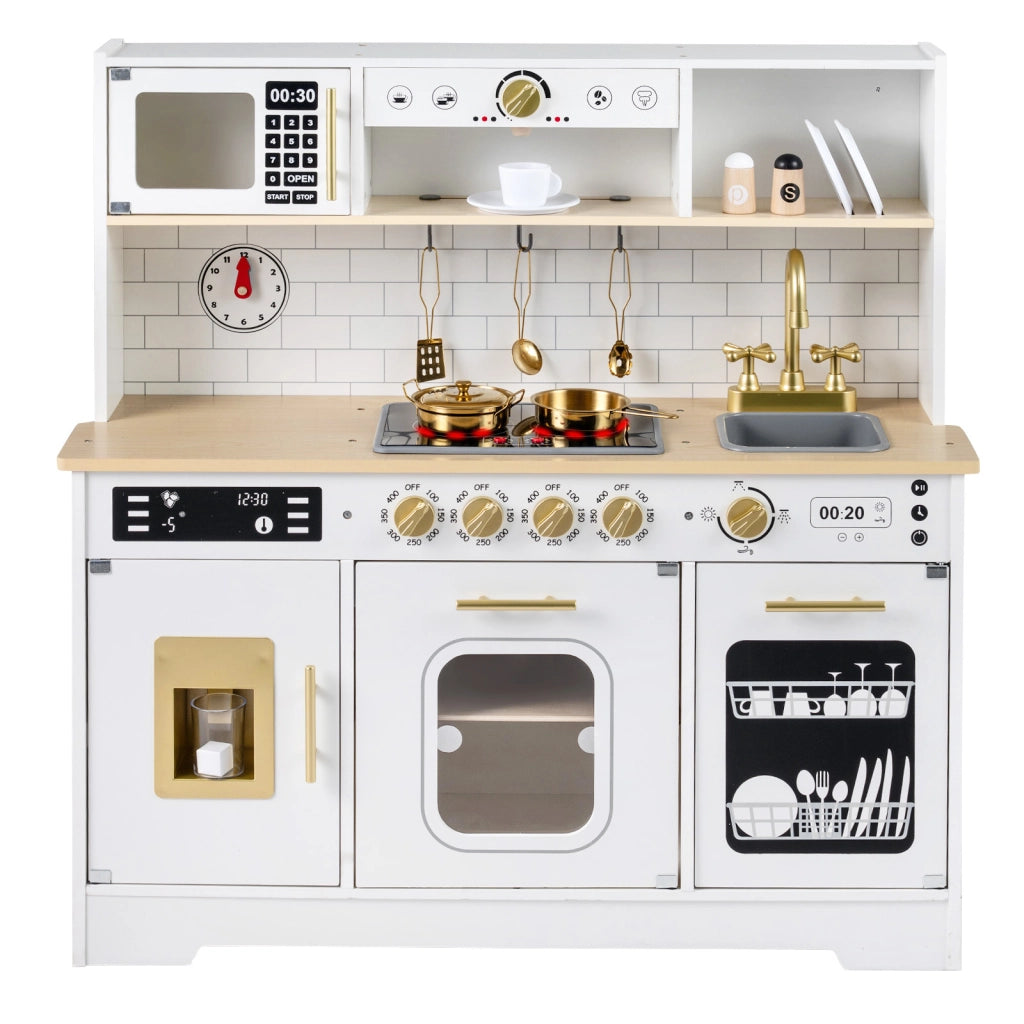 Cucina bambini in legno cucina giocattolo con che si illumina, Cucina giocattolo set da gioco di chef per bambini 3+ anni Bianco