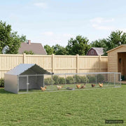 Gabbia per Galline con Tetto e Giardino 2 pz Argento 3434659