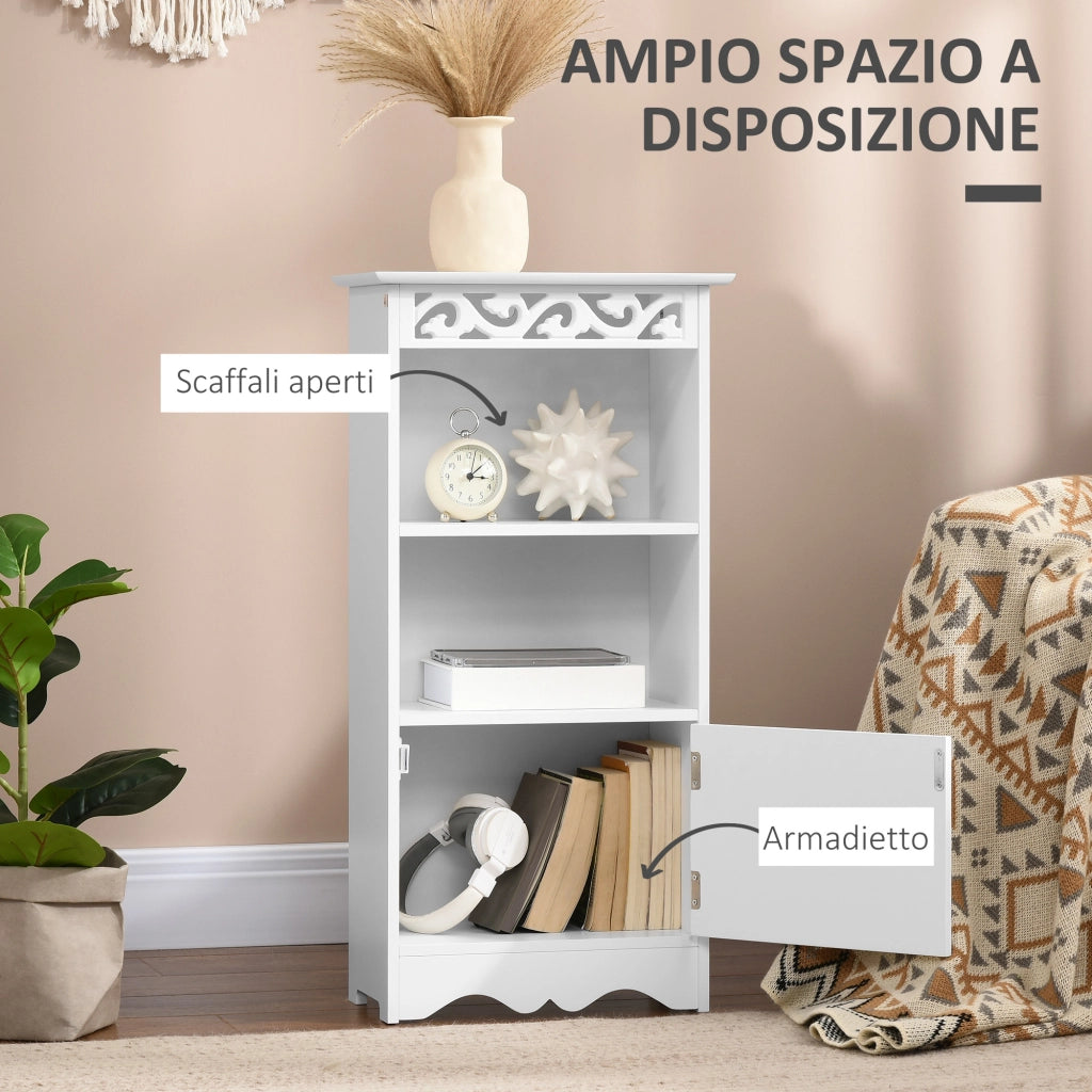 Mobile da Bagno con Armadietto 2 Ripiani ¨C Minimal ¨C MDF Bianco 40x23x80 cm