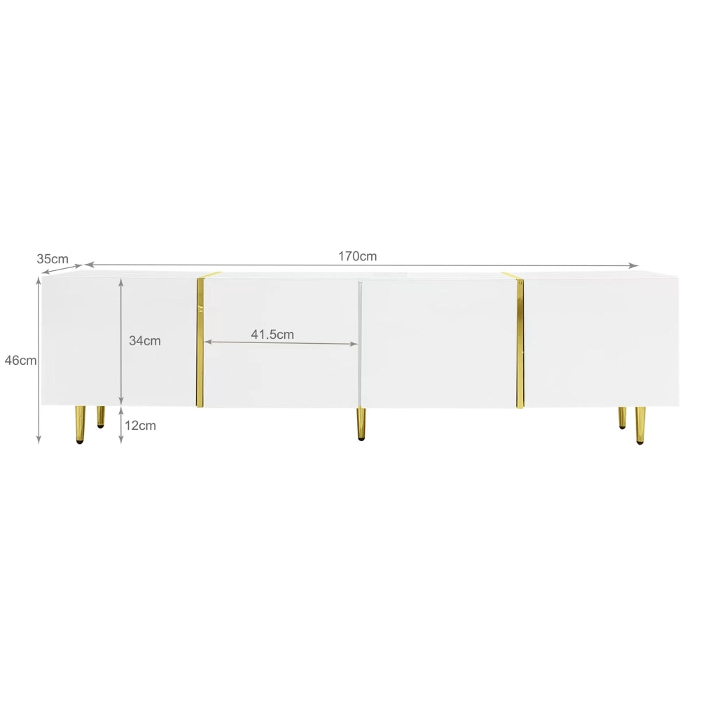 Cassettiera per TV bianca in MDF lunghezza 170 cm