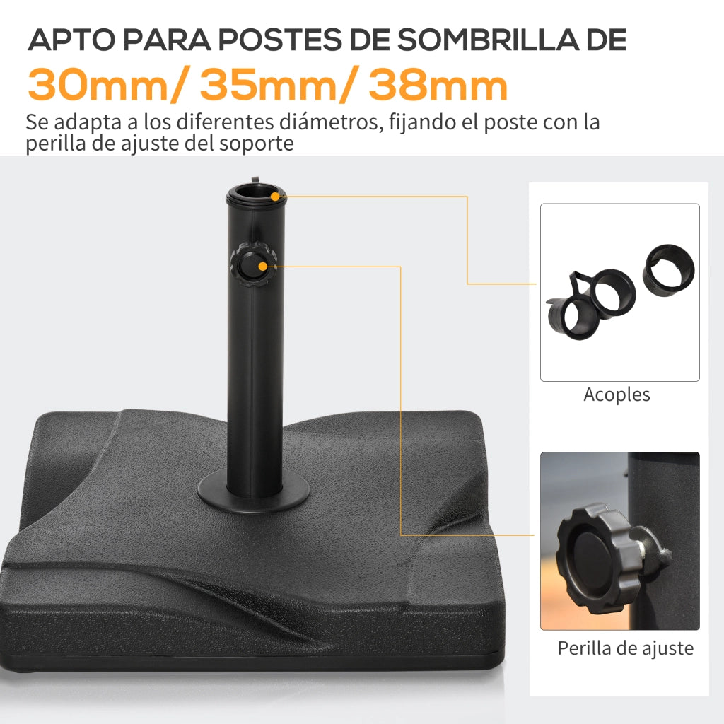 Base per Sombrilla 20 kg per ?32mm ?38mm ?48mm ¨C Minimal ¨C 41.5x41.5x33cm Nero