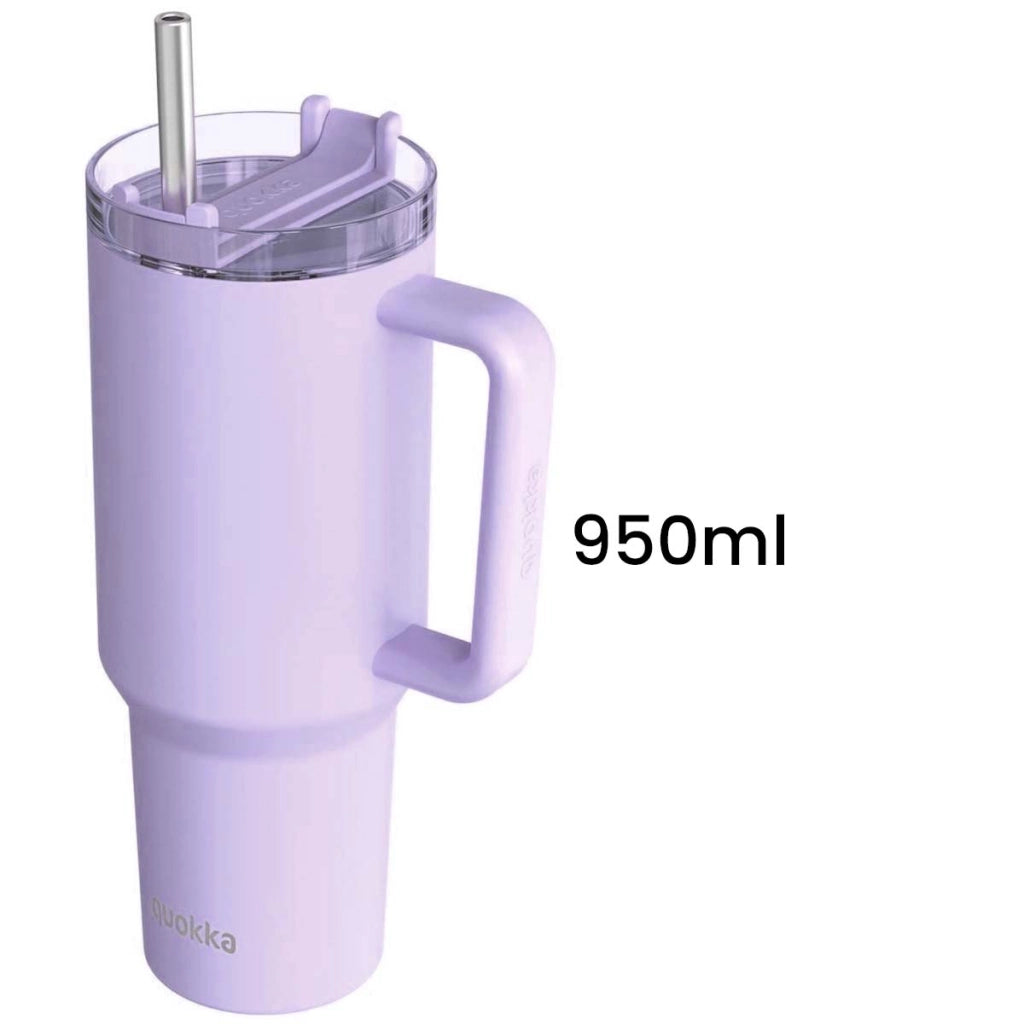 Bicchiere Termico 950 ml con Cannuccia e Manico Ergonomico Viola Quokka