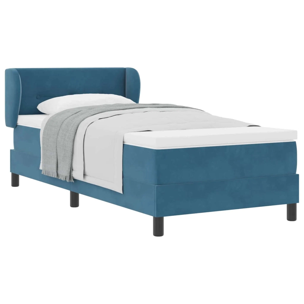 Letto a molle con materasso-Struttura Letto con Materasso Blu scuro 90 x 200 cm Velluto 596707