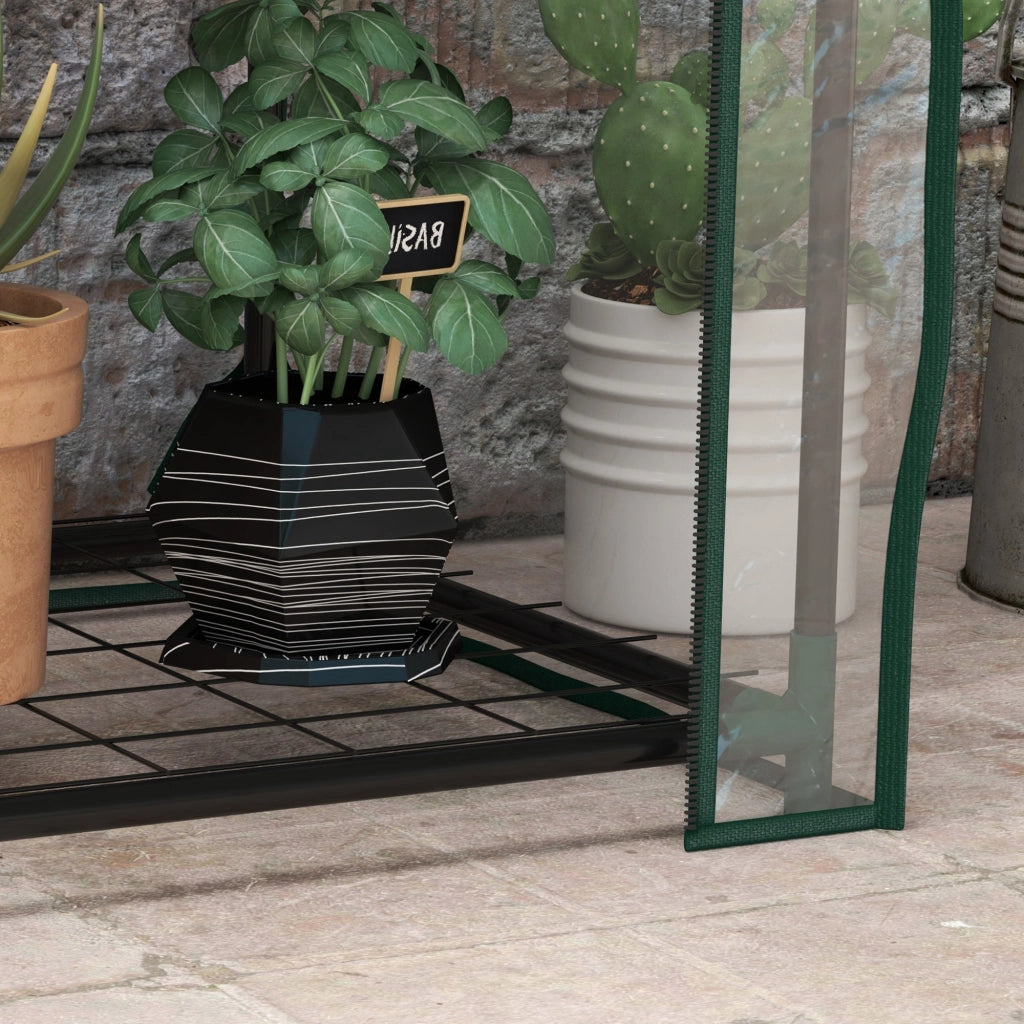 Serra da Giardino con 3 Ripiani e Porta a Cerniera ¨C zephmum ¨C Trasparente 59x39x127 cm