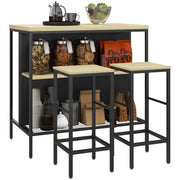 Set di sgabelli da bar con tavolino ¨C Minimal ¨C Nero/Rovere