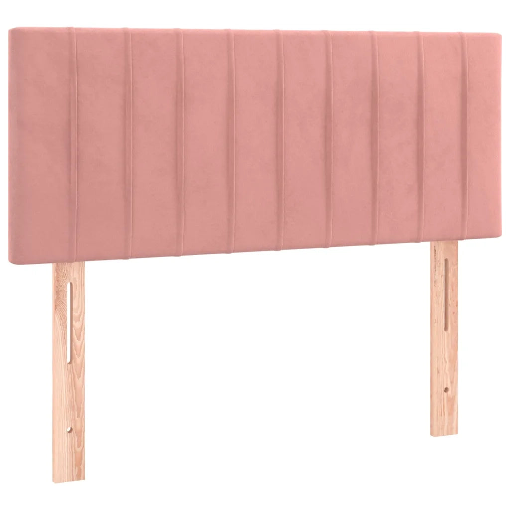 Letto a Molle con Materasso e LED Rosa 90x200 cm in Velluto