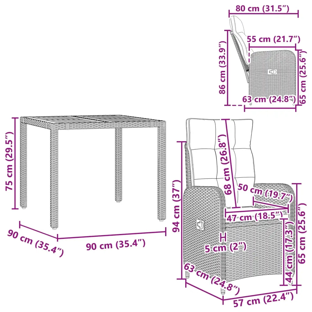 Set da pranzo per esterni 5 pz 3422267