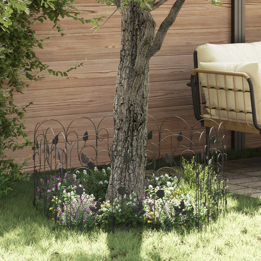 Recinzione per Giardino 5 pcs Nero Acciaio 42021366