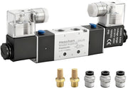 Vitale per l'industria - Valvola magnetica elettrico-pneumatica - 5 vie - Regolazione doppia spool - 220 - PT1/4 - Per uso industriale - 19 x 7 x 2,4 cm