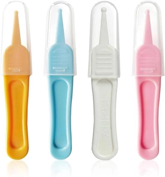 Pulitore del Naso per Bambini con Punta Molle - Pinza di Sicurezza per Bambini - Strumento di Pulizia per Bambini - Soluzione Intelligente per il Secchio di Bambino - Adatto per Neonati - Blu - 4 Pezzi.