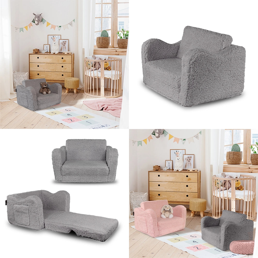 Vicco Poltrone per bambini Grigio 60 x 36 cm Pieghevole