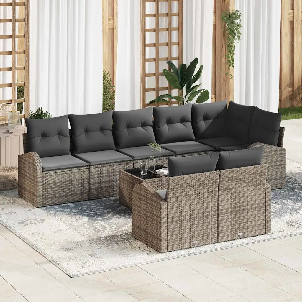 Set Divano da Giardino con cuscino 9 pcs Grigio polyrattan 3354768