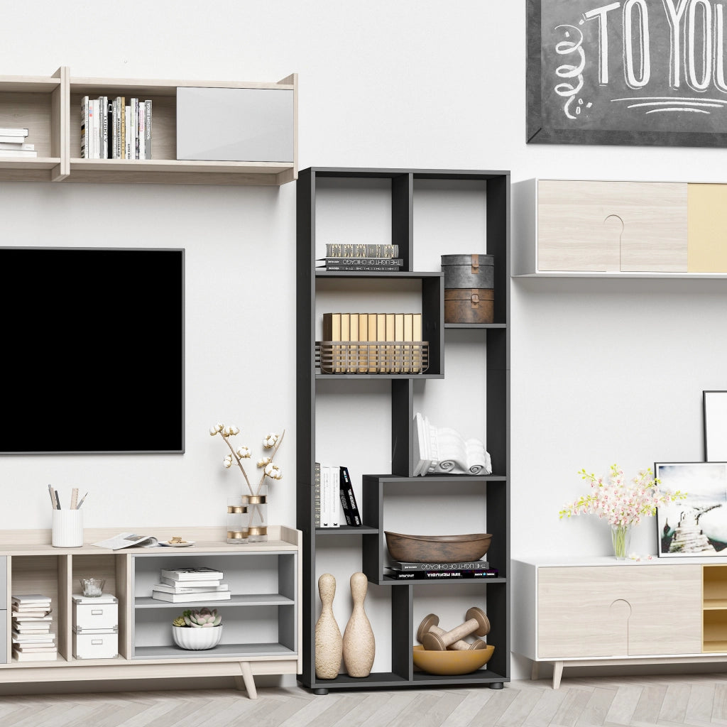 Libreria Scaffale Zigzag Design Moderno ¨C zephmum ¨C Nero 70x24x178 cm