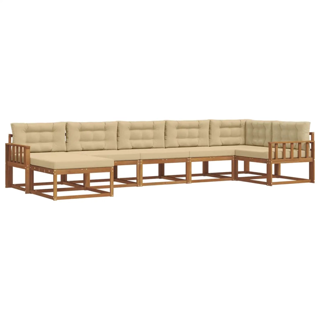 Set di divani da esterno con cuscino 7 pcs Naturale e Beige 3367891