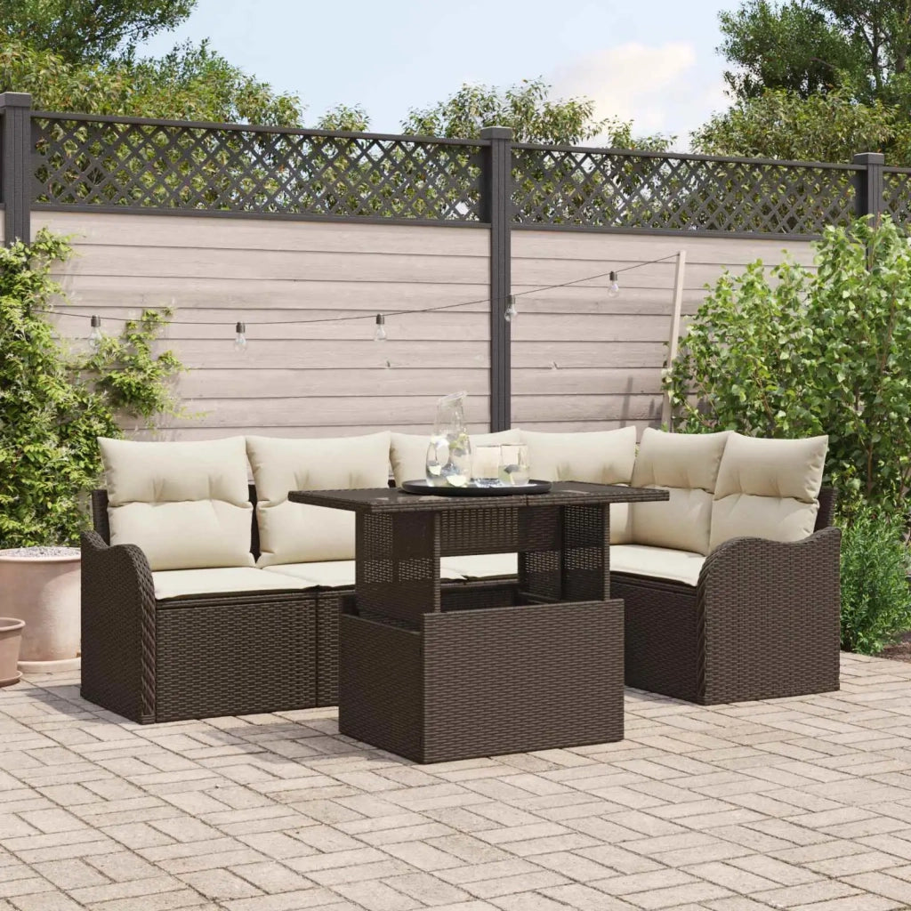 Set Divano da Giardino 6 pcs Marrone Rattan in Polipropilene 3357201