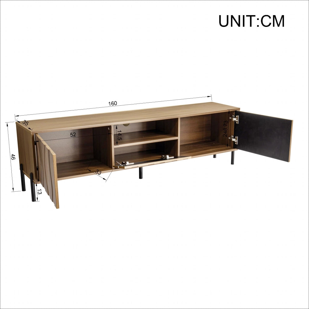 Cassettiera per TV naturale in MDF lunghezza 160 cm