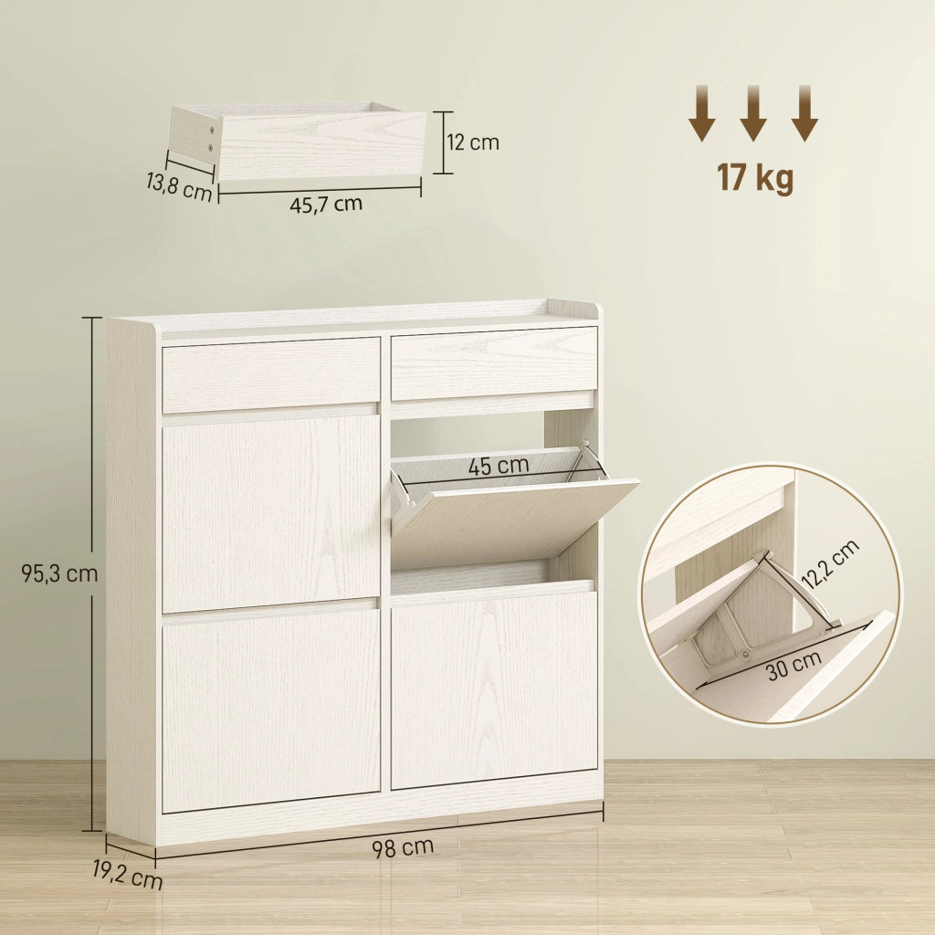 Scarpiera con cassetti e ante ¨C Minimal ¨C bianco 98x19x95 cm