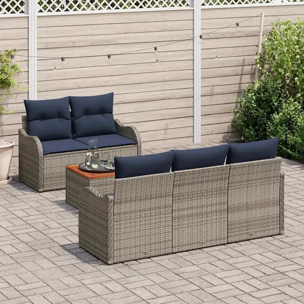 Set Divano da Giardino 6 pz Grigio polyrattan 3347395