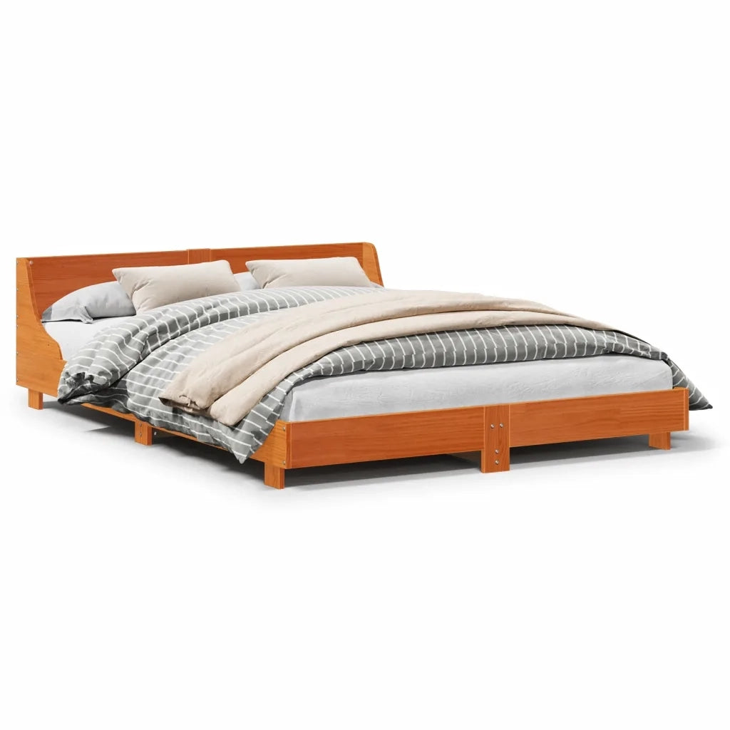 Giroletto senza Materasso-Struttura Letto Marrone Cera 140x200cm Massello Pino 544525