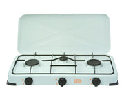 FORNELLO A GAS GPL A 3 FUOCHI CON COPERCHIO  cm.57x33x10h.