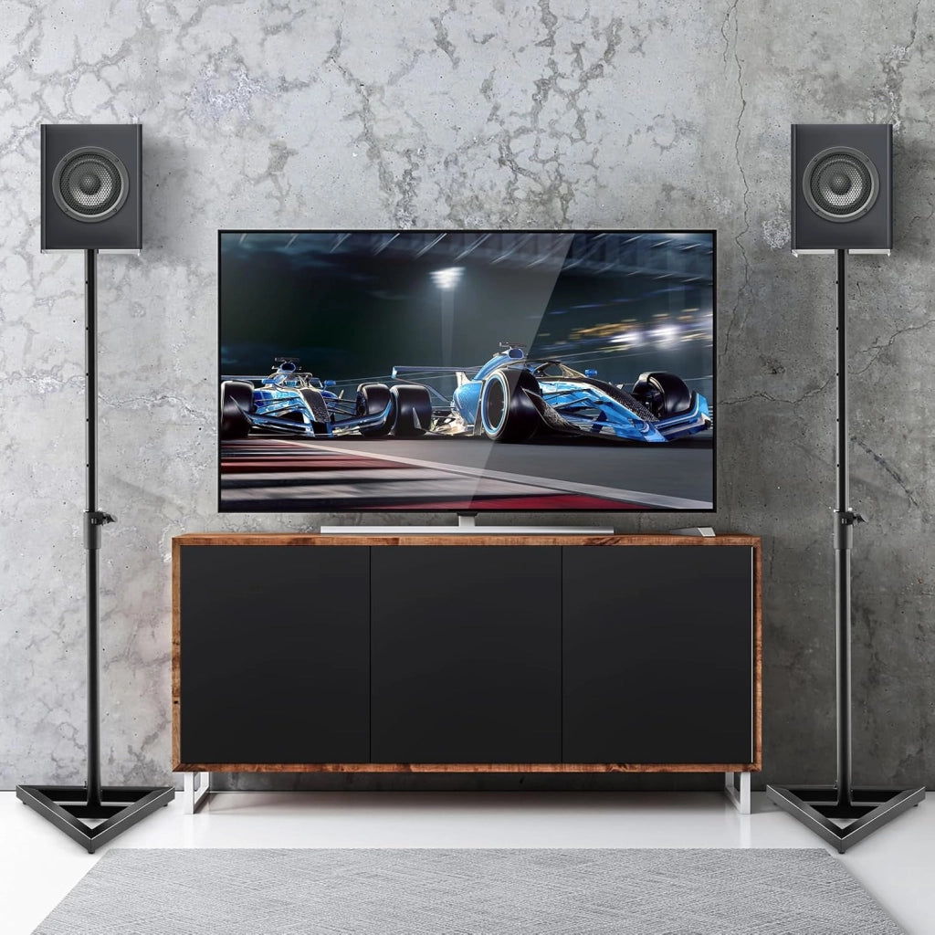 2 supporti per altoparlanti con piedistallo triangolare, altezza regolabile da 97 a 157 cm, portata fino a 50 kg, supporto per altoparlante, supporto per altoparlanti