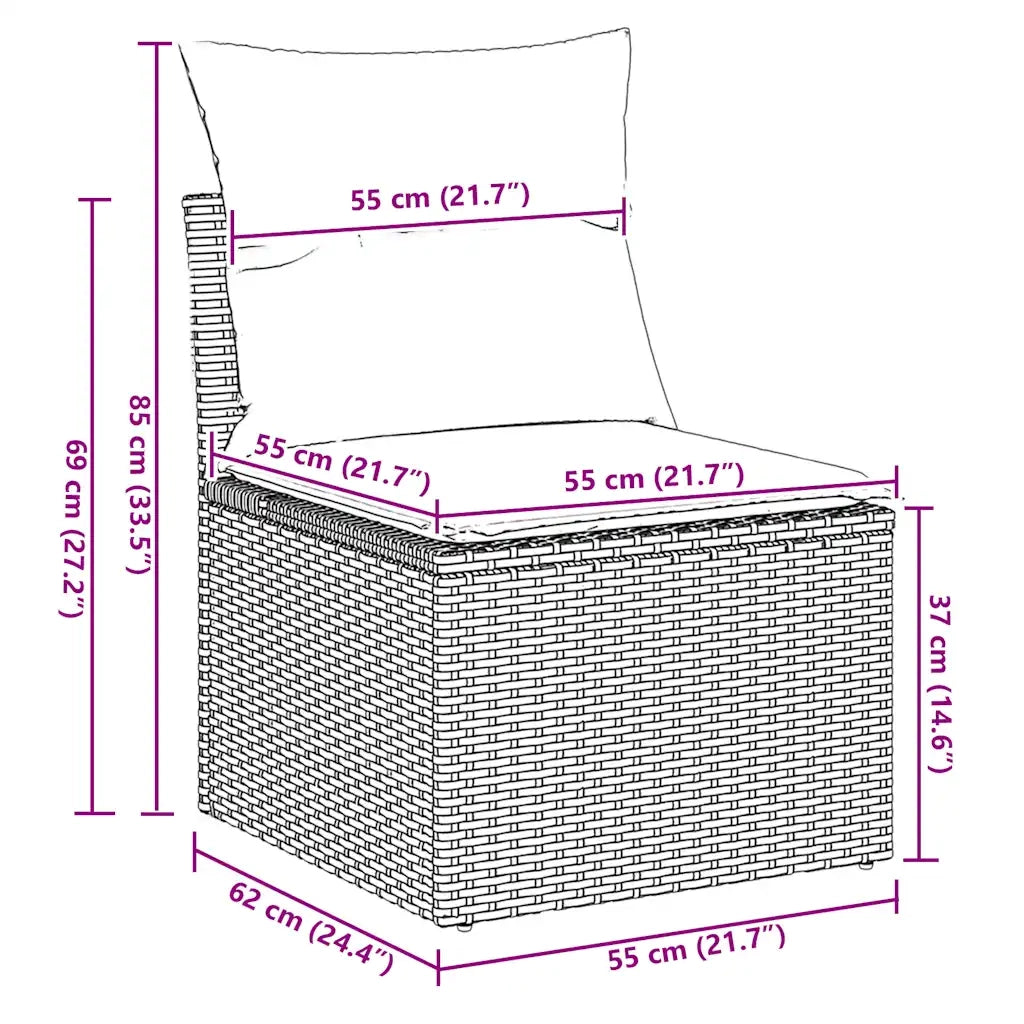 Set Divano Giardino 4 pz | Set Salotto da Giardino con Cuscini Marrone Polyrattan Acacia