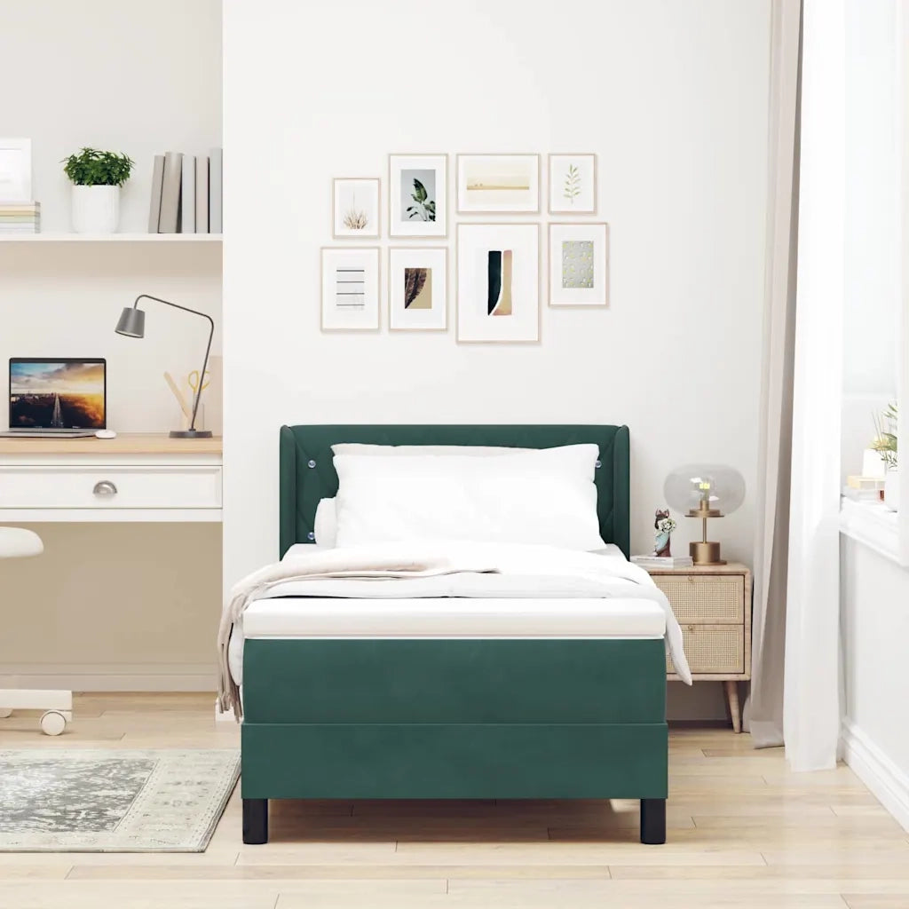 Letto a molle con testiera Verde Scuro 190 x 90 cm Velluto 3341393