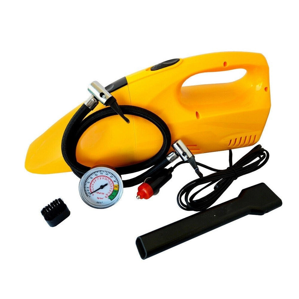 Trade Shop - 2 In 1 Aspirapolvere Compressore Auto Con Manometro 12v 250psi Con Accessori -