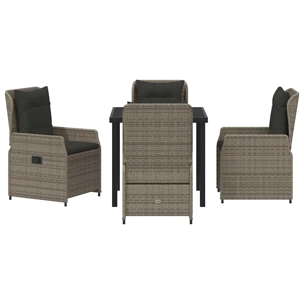 Set da Pranzo per Giardino 5 pcs Grigio polyrattan