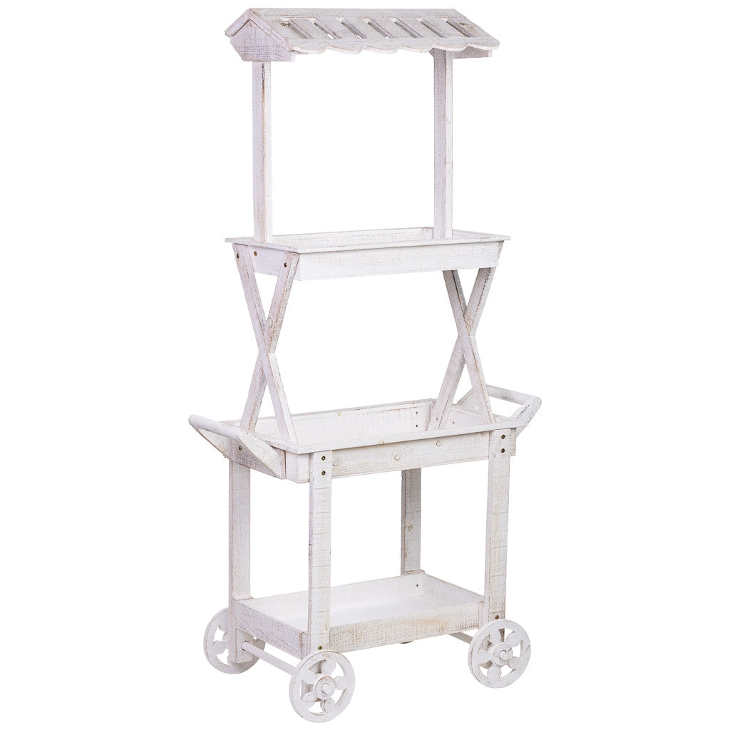 Carrello espositivo-scaffale in legno 86x45x162h cm