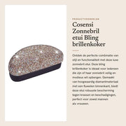 Etui per occhiali da sole in caso rigido - Organizzatore per occhiali da sole con pietre di diamante - Opaco e impermeabile - Opaco e robusto - Opaco e elegante - Opaco e pieghevole