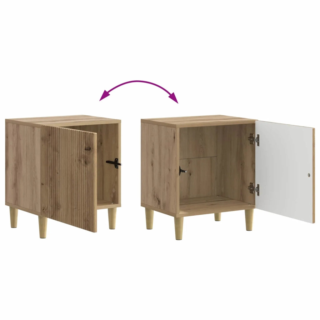 Set di 2 Comodini | Armadio da Notte | Mobiletto da notte Rovere Artigianale 43 x 34,5 x 50 cm