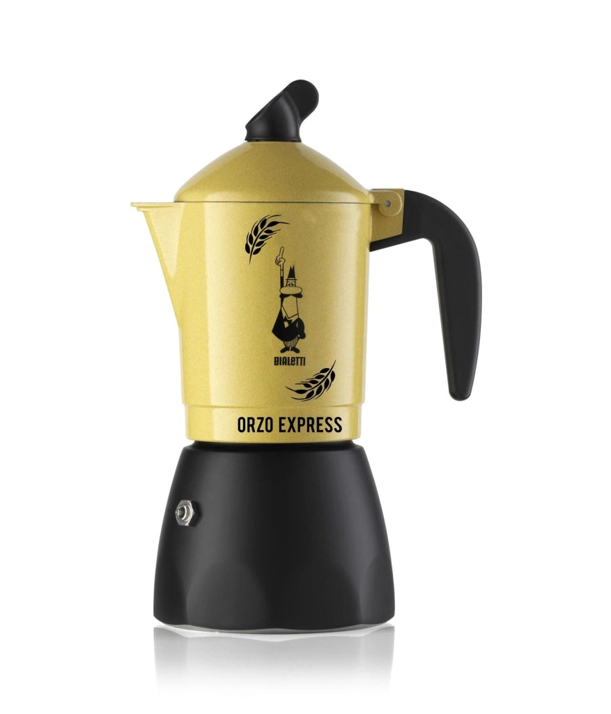 Bialetti 5338 Orzo Express Moka per Orzo 2 Tazze Alluminio Manico Silicone colore Giallo