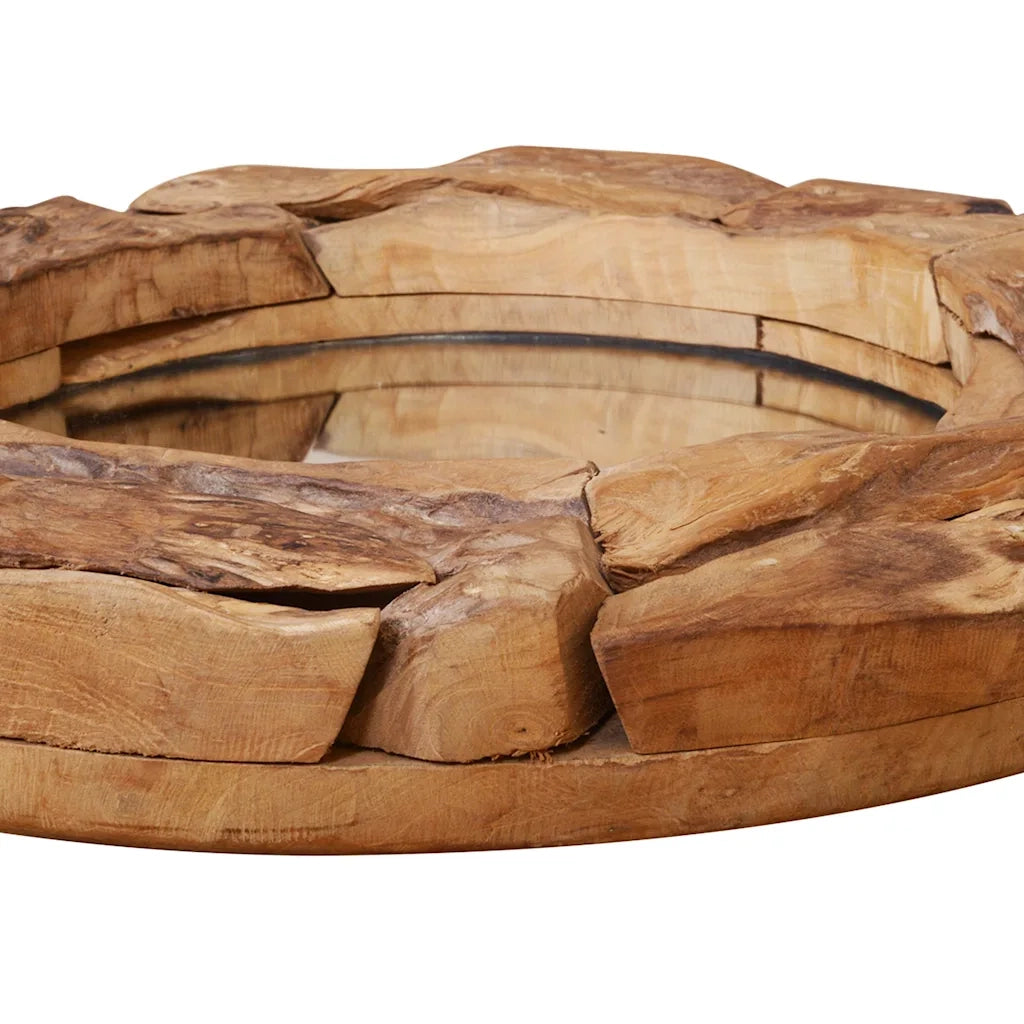 Specchio Decorativo in Legno di Teak 60 cm Rotondo 244560
