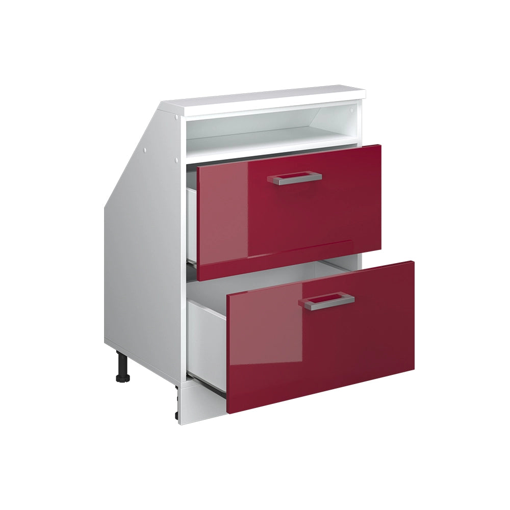 Mobile sottotetto Rion Rosso lucido/Bianco con 2 cassetti Vicco