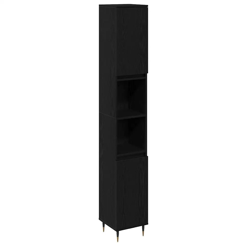 Set di mobili per il bagno 3 pcs Rovere Nero 30 x 30 x 190 cm 3333098
