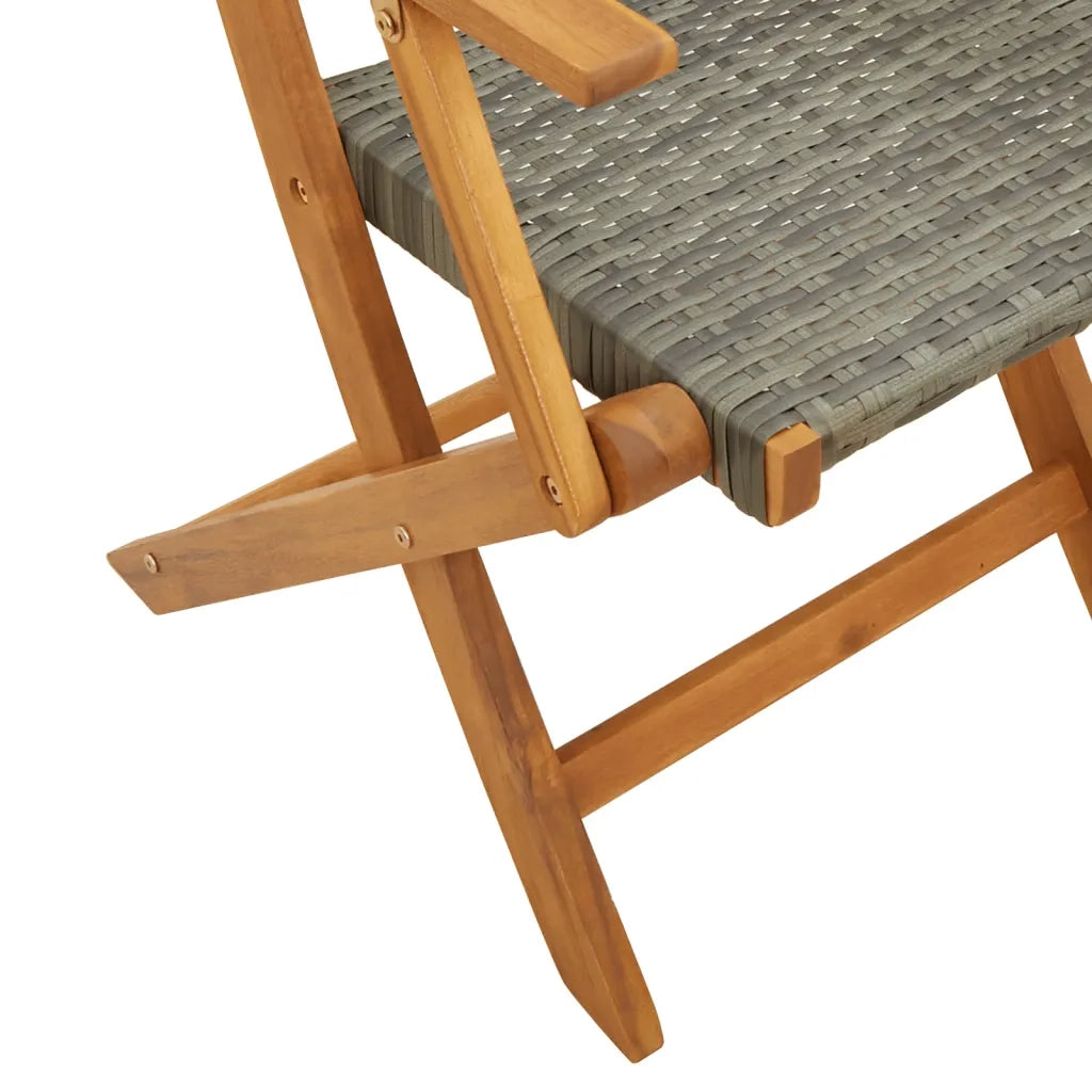 Set Pranzo da Giardino 5pz Grigio Polyrattan e Legno Massello 3281827