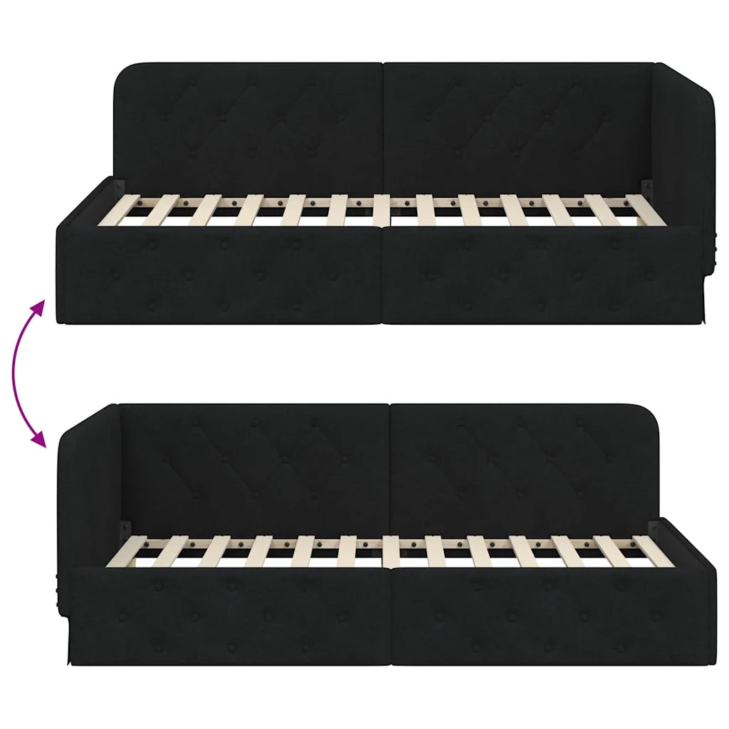 Cornice del letto ad angolo Nero 100 x 200 cm Tessuto 42016505