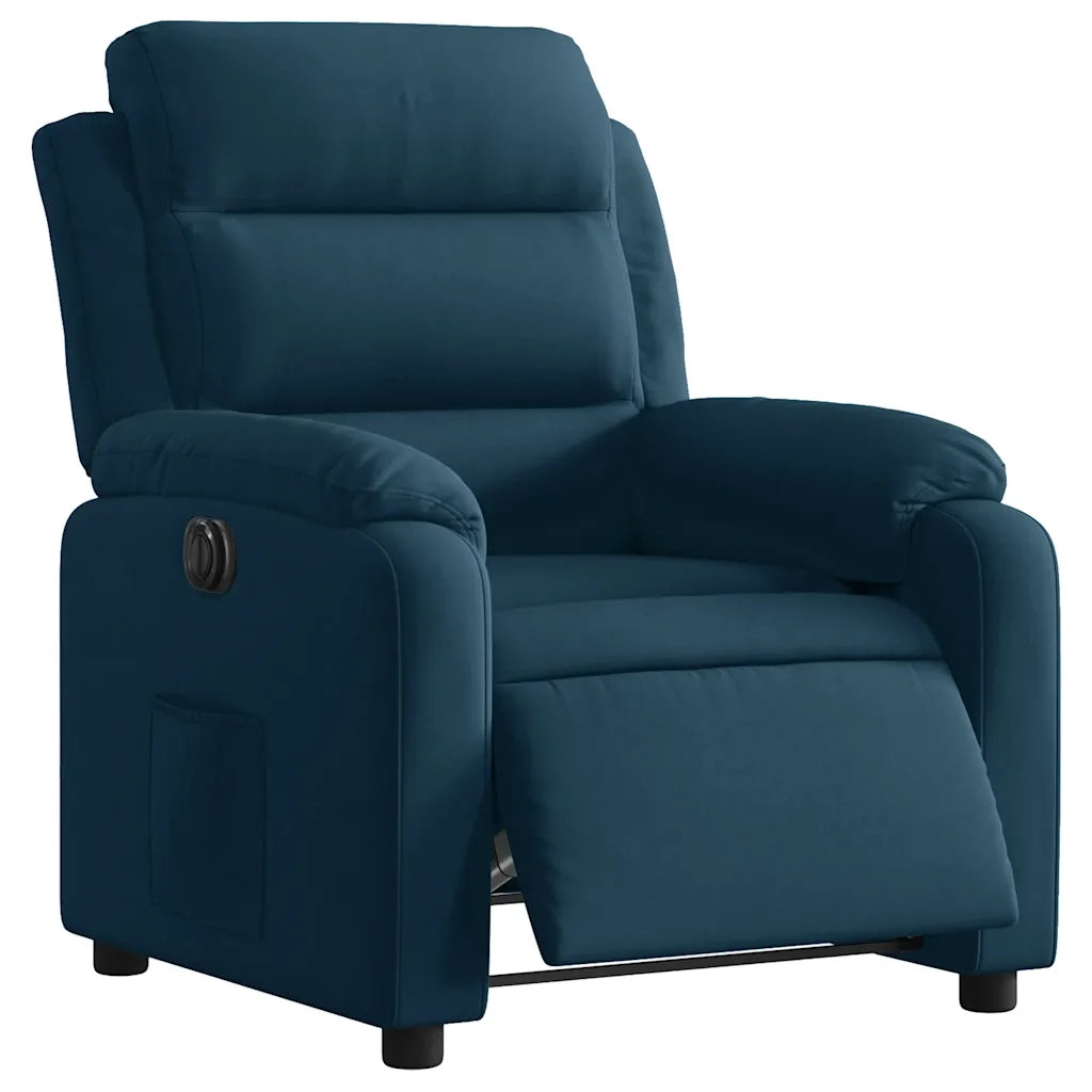 Poltrona Reclinabile Elettrica Blu in Velluto