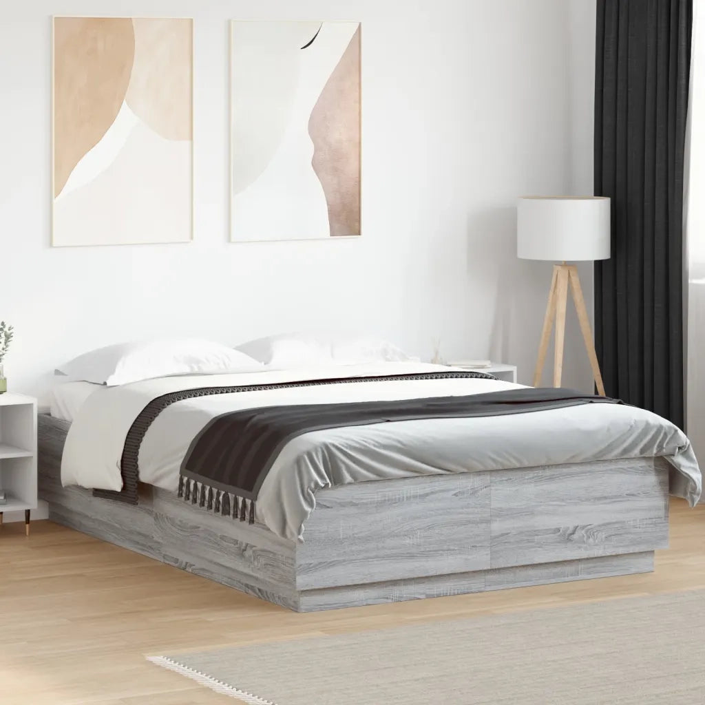Letto matrimoniale | Letto per adulti | Giroletto Grigio Sonoma 150x200 cm in Legno Multistrato