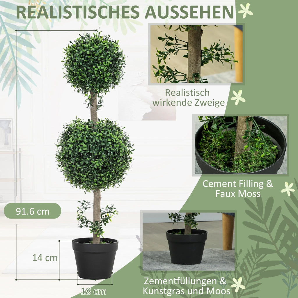 Set 2 Piante Artificiali Bosso UV ¨C Xylo ¨C Verde con Vaso