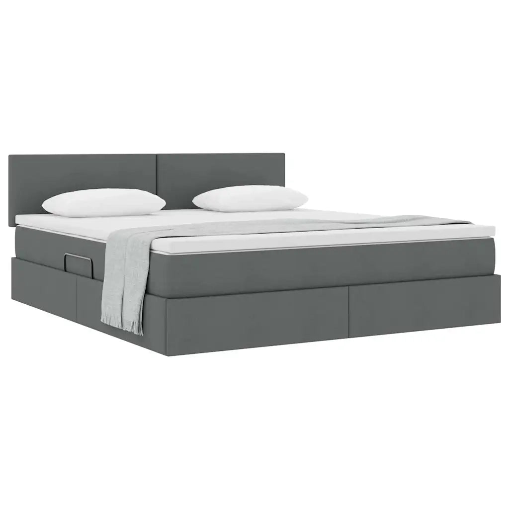 Letto con contenitore e materasso Grigio scuro 180 x 200 cm
