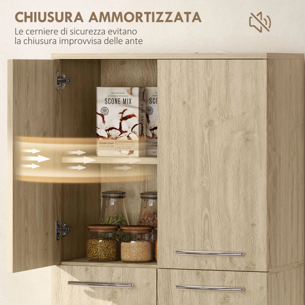 Armadio con Cassetti e Ripiani Regolabili ¨C Minimal ¨C Legno Rovere 59x31x155 cm