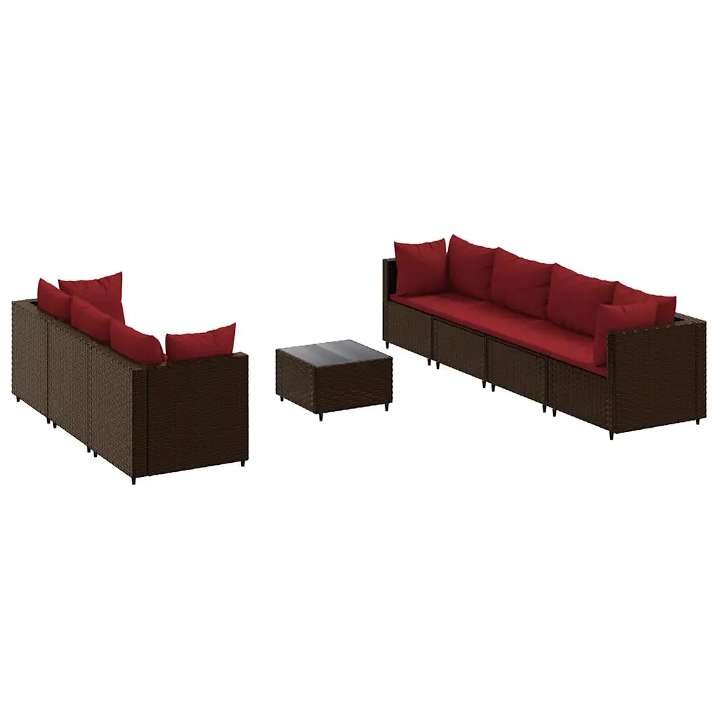Set Divani da Giardino 8 pz con Cuscini in Polyrattan Marrone 3308037