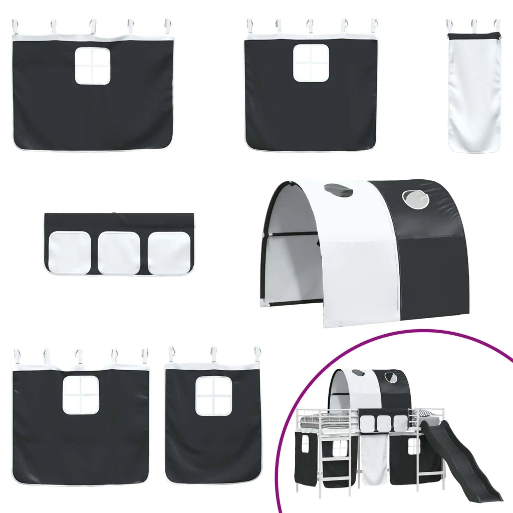 Struttura del letto loft per bambini Bianco e Nero Metallo