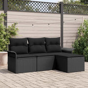 Set di divani con cuscino 4 pcs Nero polyrattan 3345313