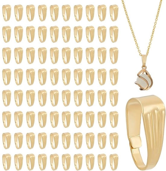 300 pezzi di hanger a forma di spillo in oro 14K per gioielleria con connettori a clip-on