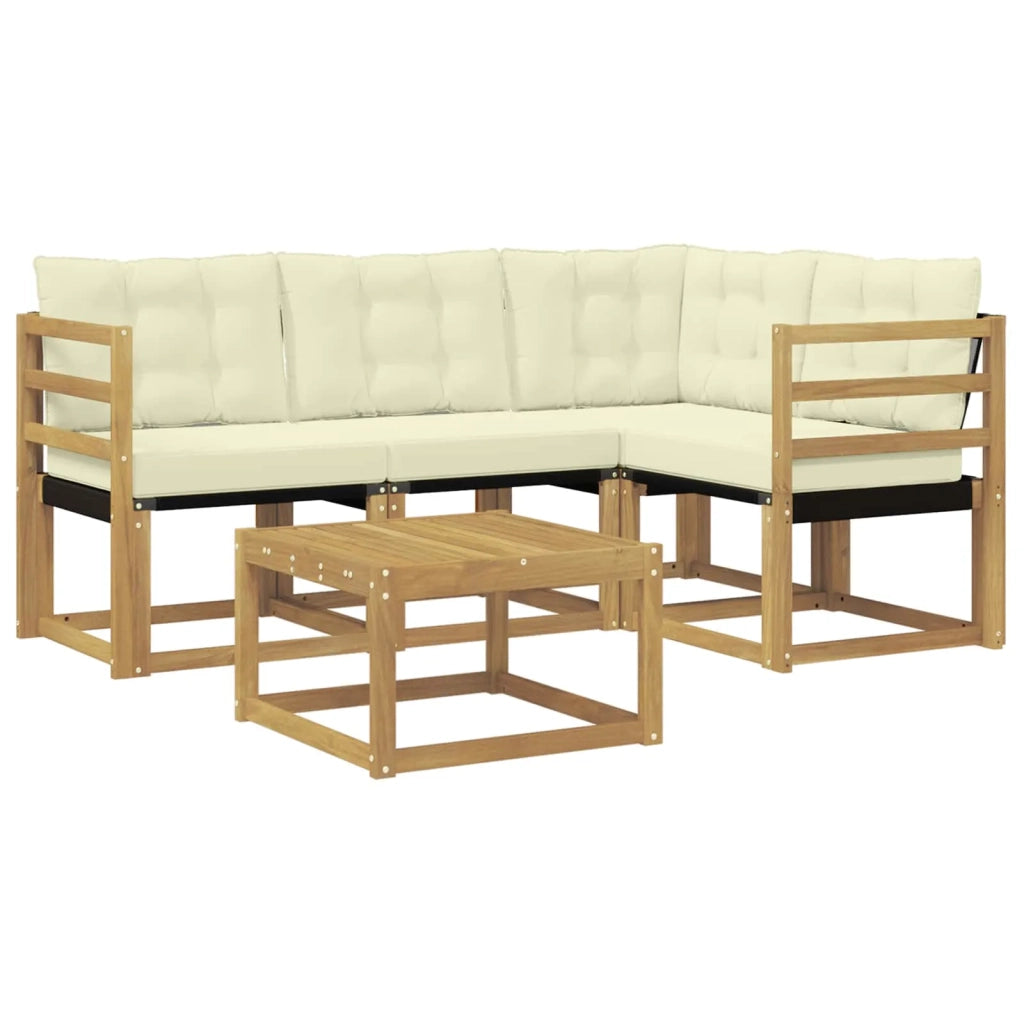 Set di divani da esterno 5 pz Bianco e Crema 3389440